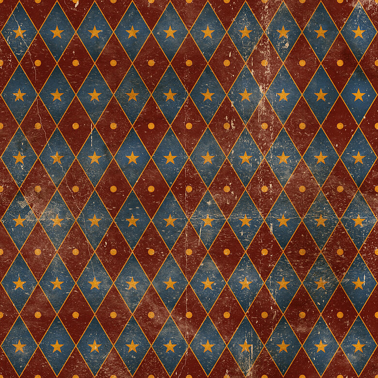 Retro harlequin print double gauze 130g/m2
