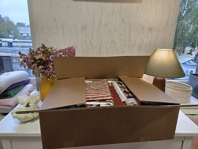 Box of cotton fabric scraps