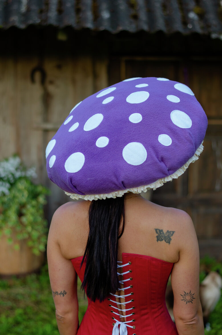 Purple Amanita Fleece Mushroom Hat