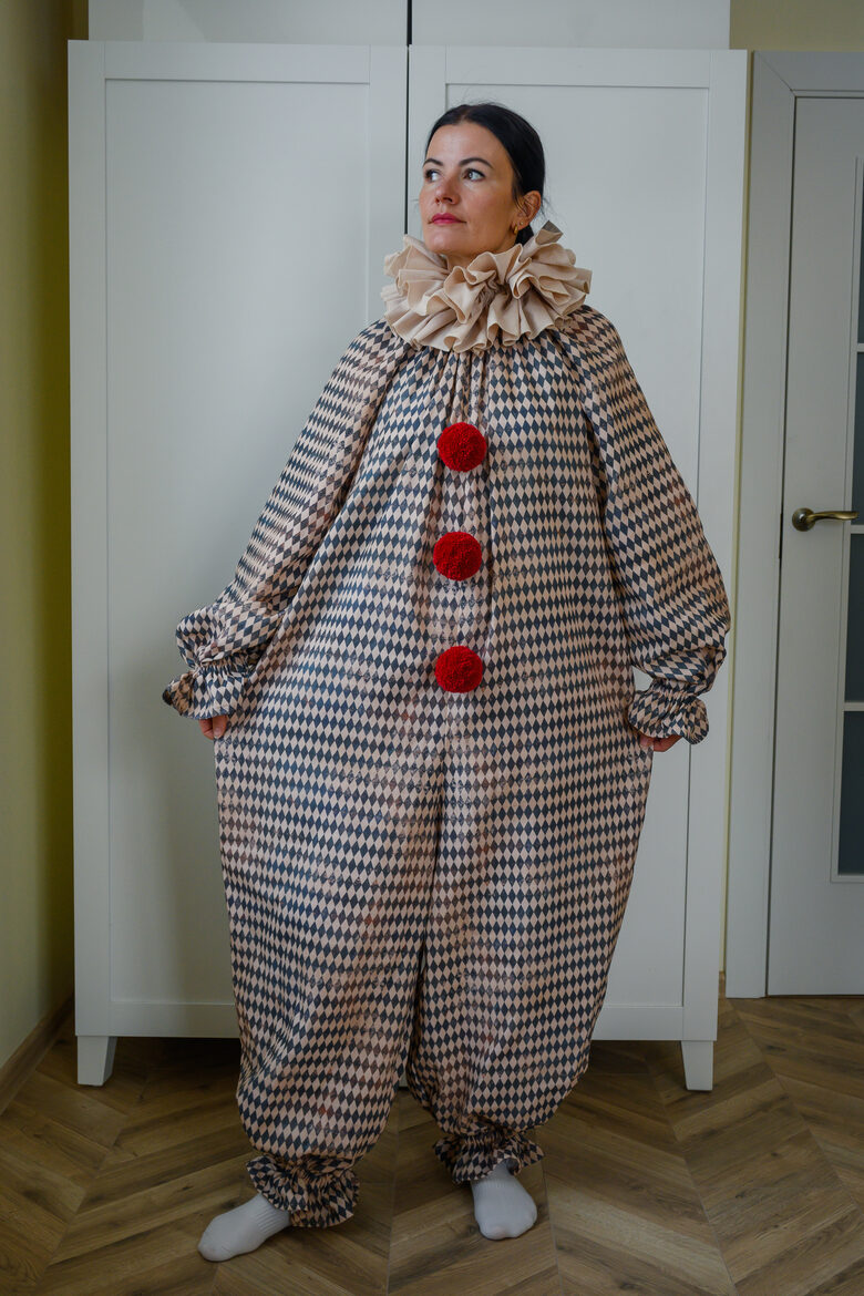 Tiny harlequin clown jumpsuit