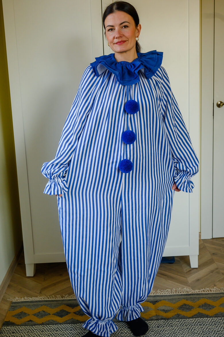 Blue stripes clown suit size M