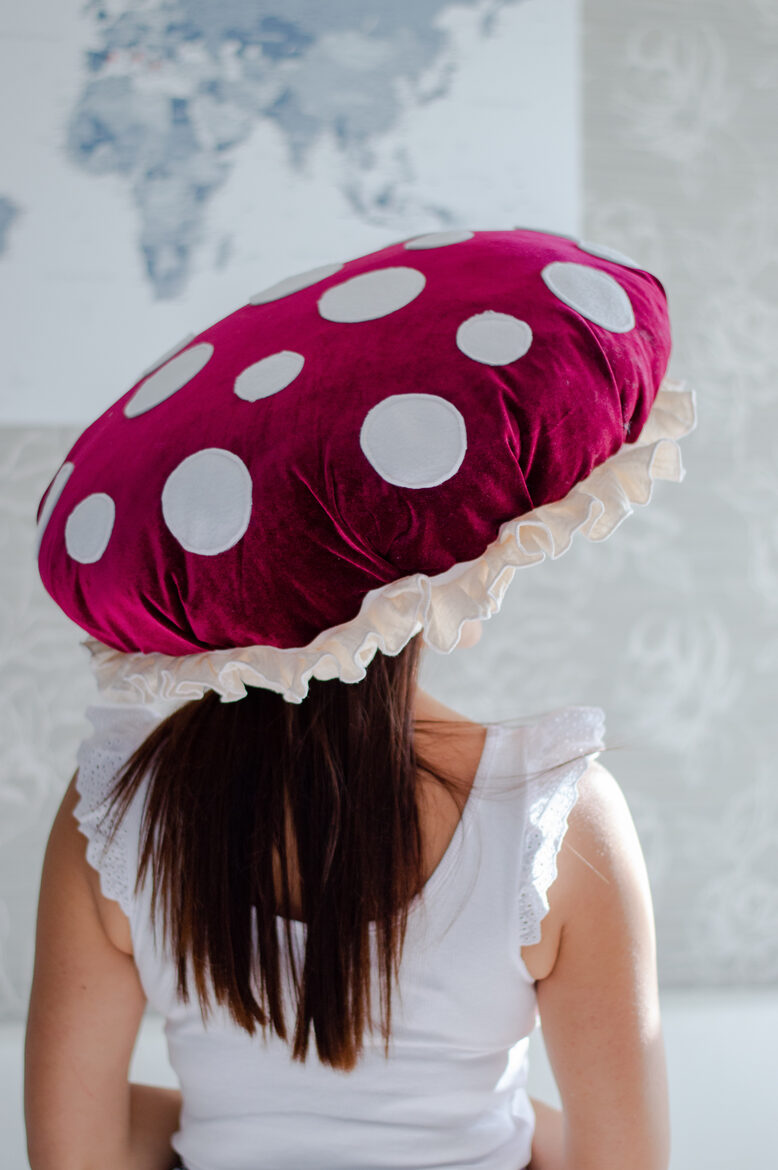 Wine red Velvet mushroom hat