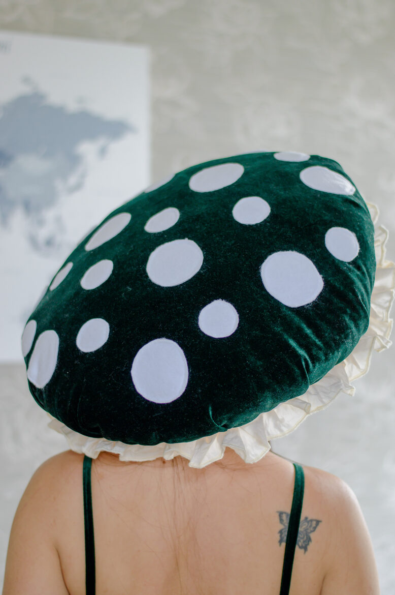 Dark green Velvet mushroom hat