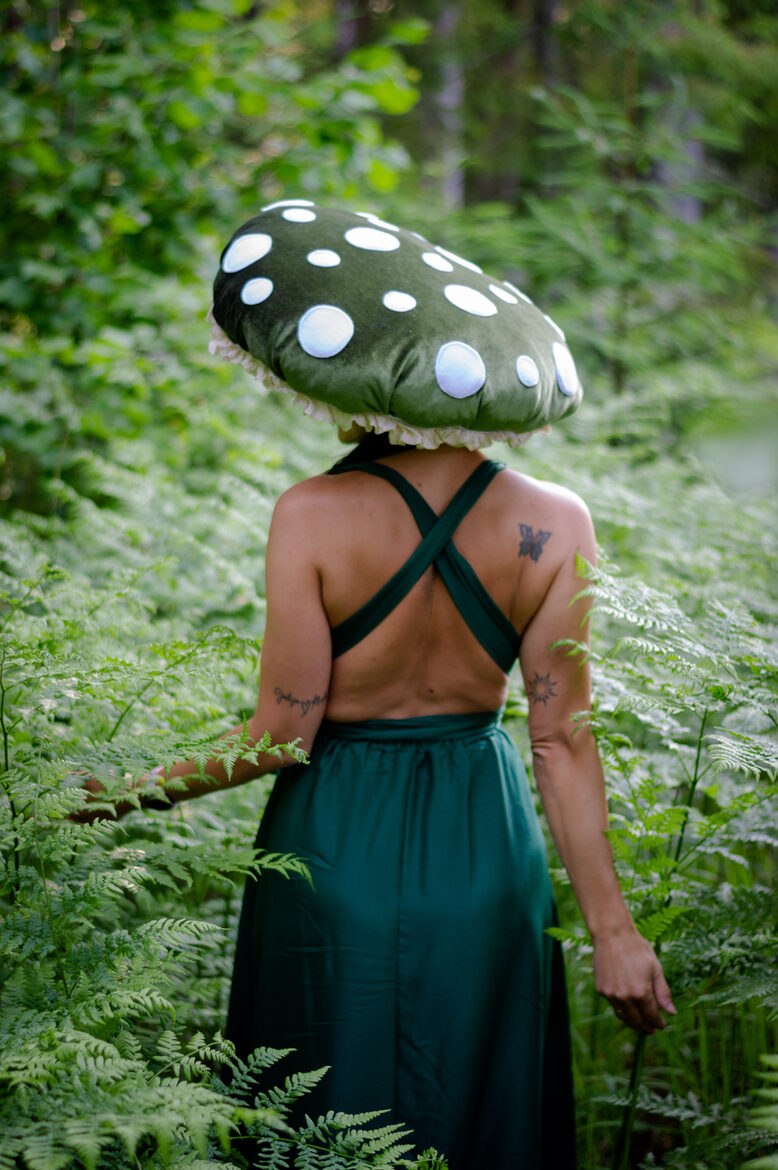 Moss green Velvet mushroom hat