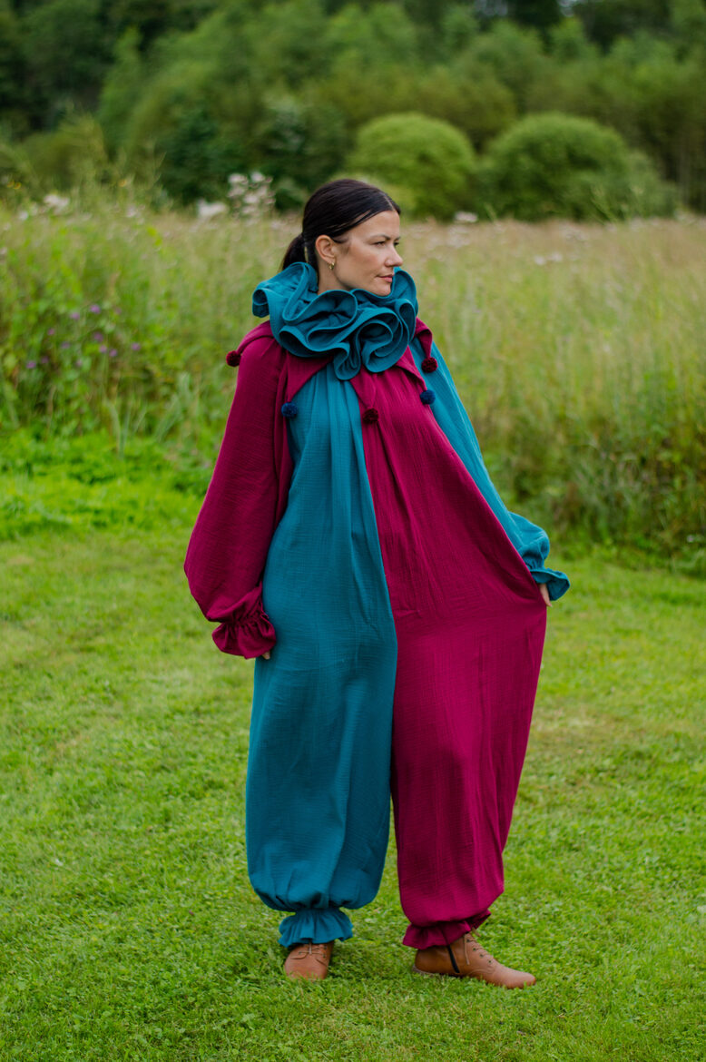 Dark petrol and bordo clown jumpsuit