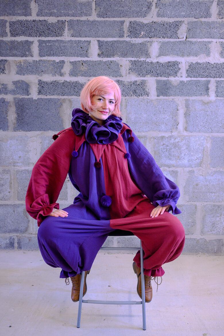 Purple and bordo clown jumpsuit