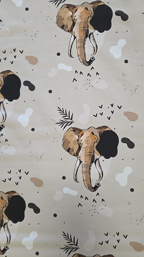 Cotton jersey Elephants print 200 g/m²
