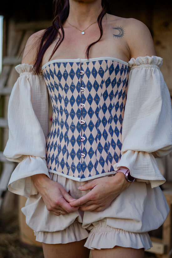 Navy blue Harlequin Vintage Half Bust Victorian Corset size 42