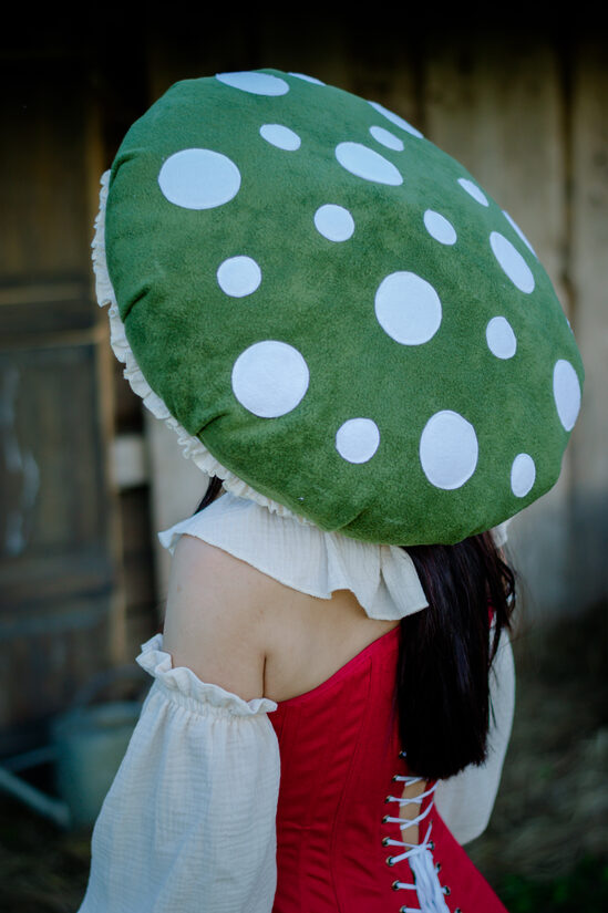 Moss Green Amanita Fleece Mushroom Hat size M