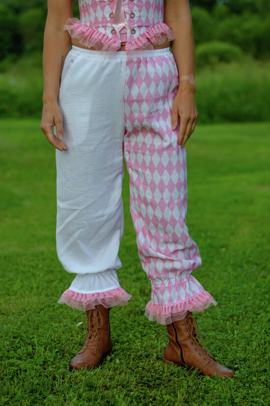 Pink harlequin pants