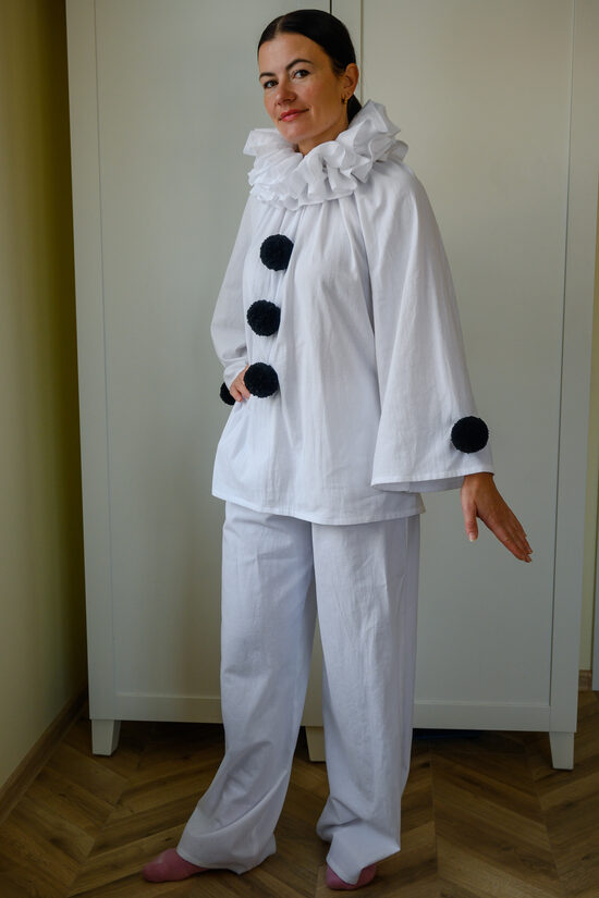 White Pierrot costume Adult Vintage Circus outfit