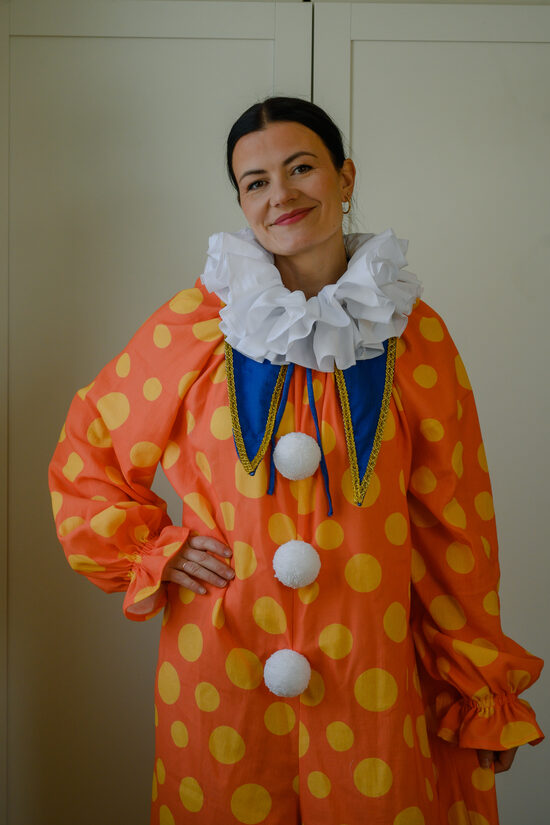 Orange & Yellow Polka Dot Pierrot Costume (size M)