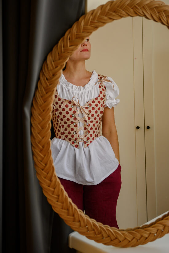 Cherry Cream Polka Dot Corset 