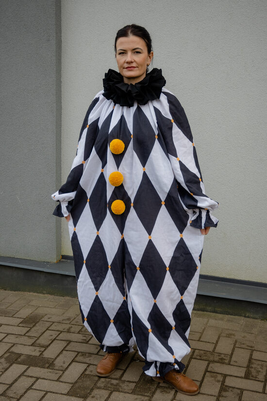 Big black harlequin clown suit size L