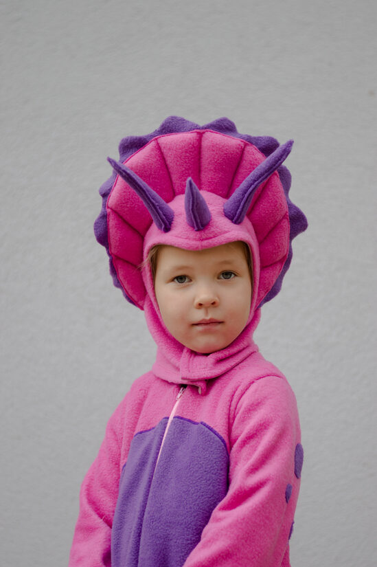 Pink triceratops kids costume