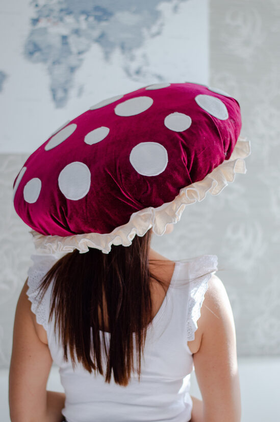 Wine red Velvet mushroom hat