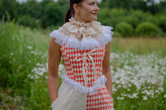 Orange harlequin corset