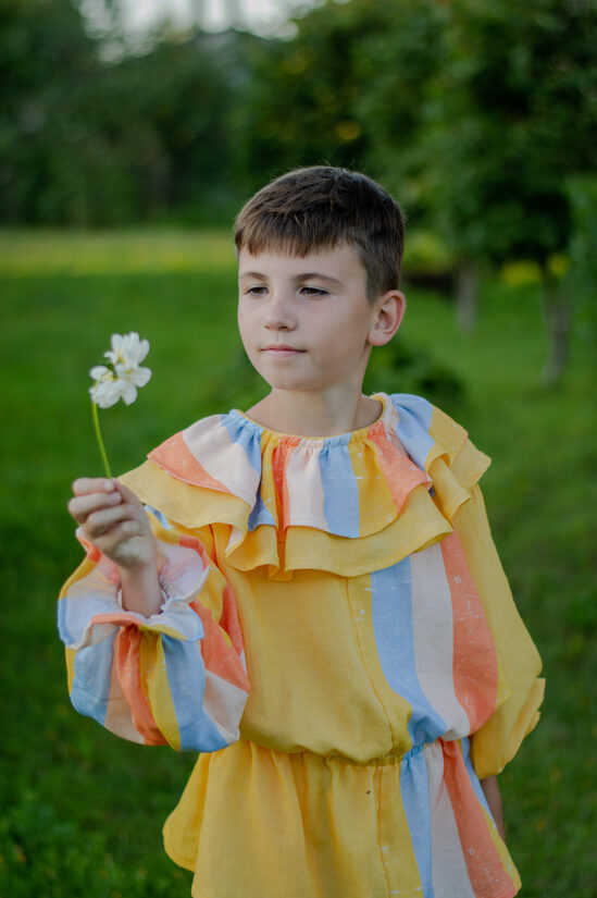 Groovy yellow kids clown costume