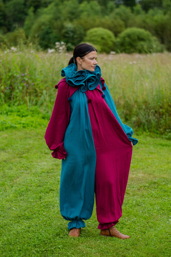 Dark petrol and bordo clown jumpsuit