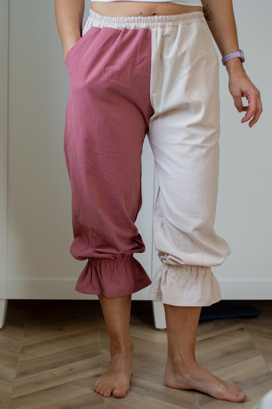 Old pink and beige pants