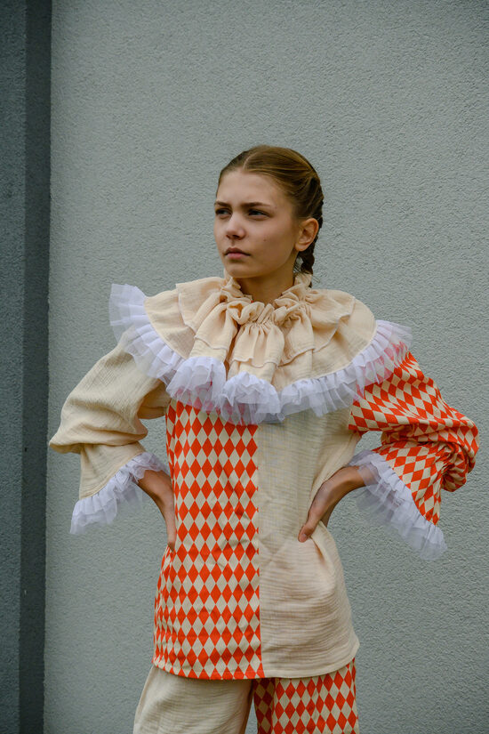 Orange harlequin kids costume