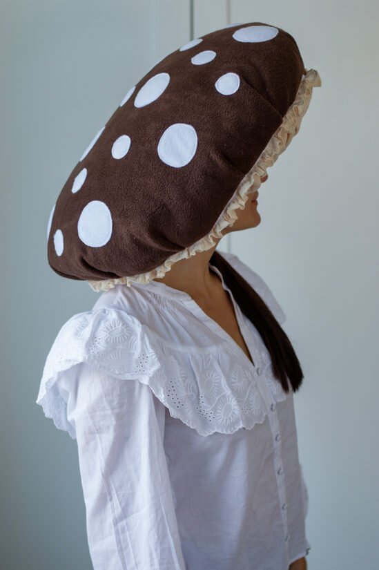 Brown fleece mushroom hat size M