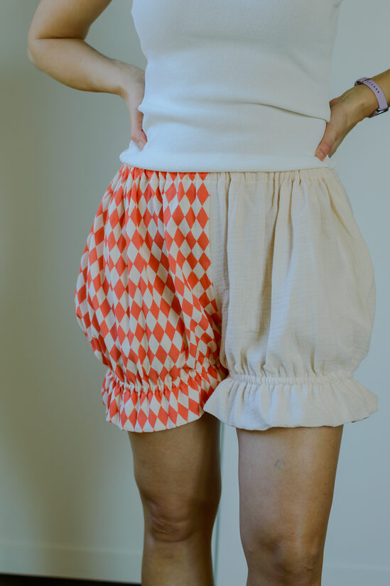 Orange harlequin Bloomer pants