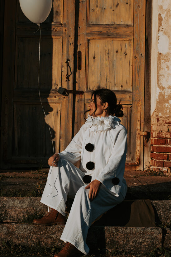 White pierrot costume size S