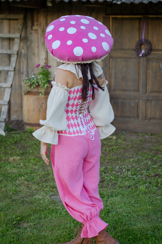 Cotton Candy Pink Amanita Mushroom hat size M