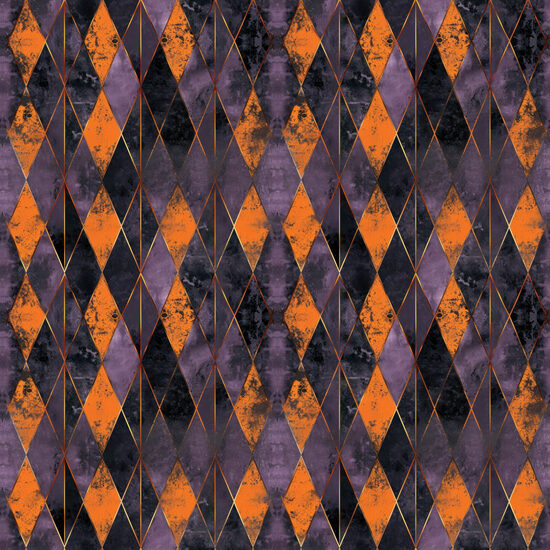 Muslina audums Orange & Purple diamonds 130g/m2