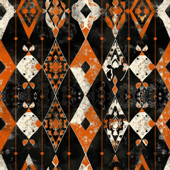 Muslina audums Vintage orange diamonds 130g/m2