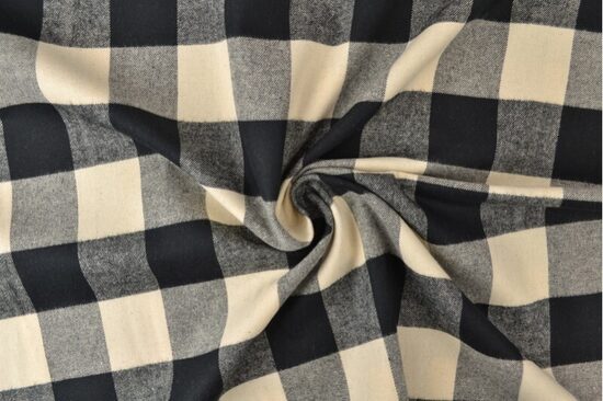 Kokvilnas flaneļa audums Black and beige 180 g/m²