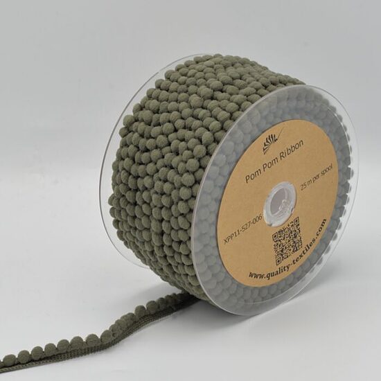 Pom Pom Ribbon Army Green 15 m