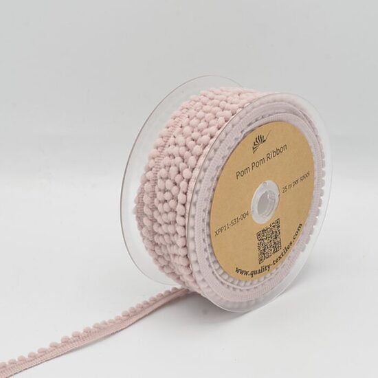 Pom Pom Ribbon Powder Pink 19 m