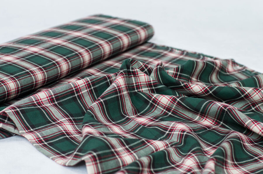 Kokvilnas audums Tartan dark green 100g/m2