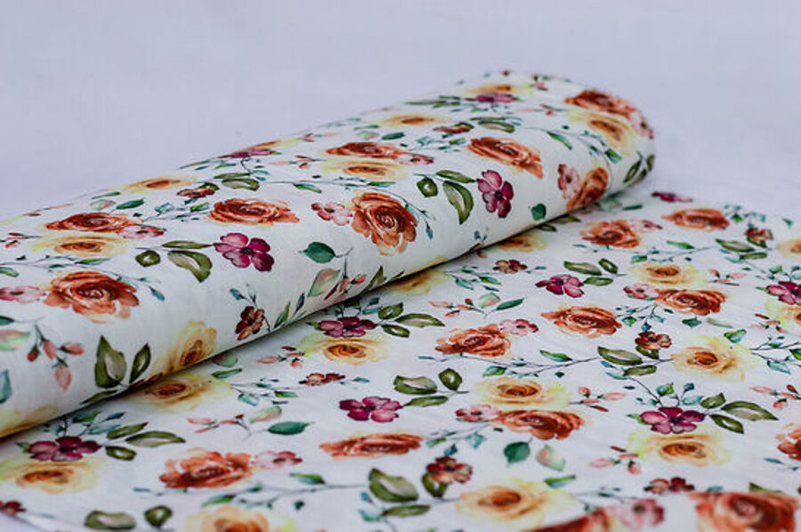 Kokvilnas muslins Roses 130 g/m2 - pēdējais metrs