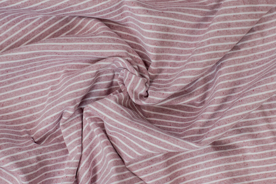 Kokvilnas trikotāža Old pink stripes melanža 270 g/m2