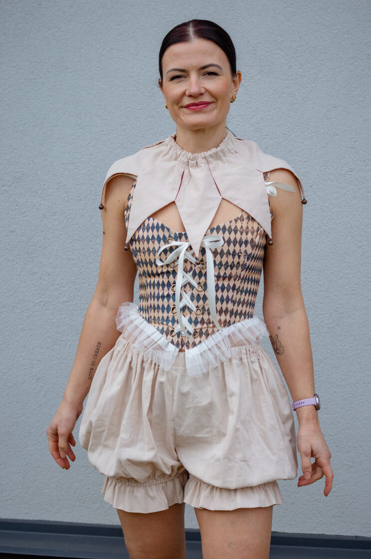 Tiny harlequin corset